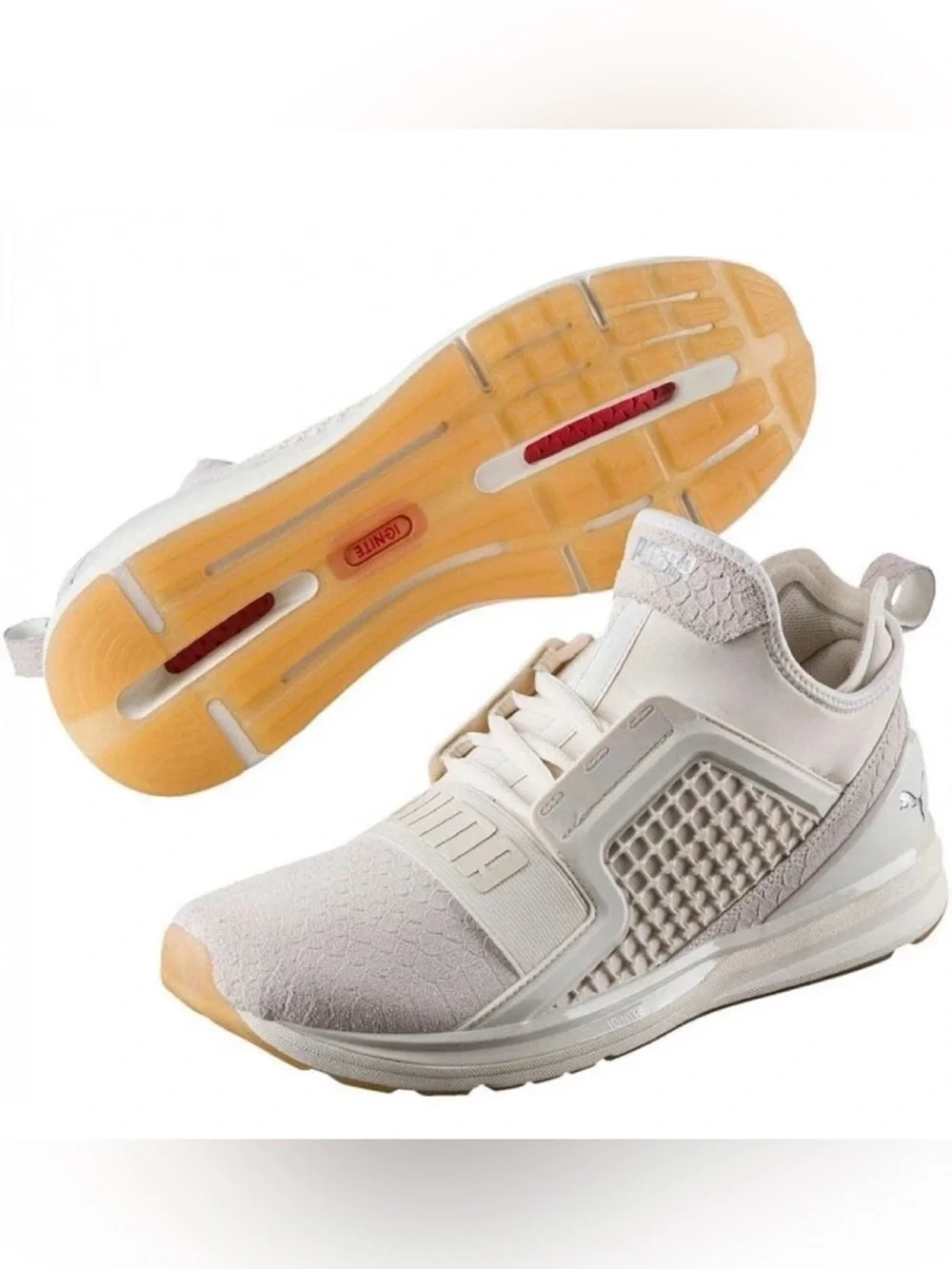 Puma Ignite Limitless Reptile Cream Oatmeal Khaki Sneakers Women’s Size 9 Shoes